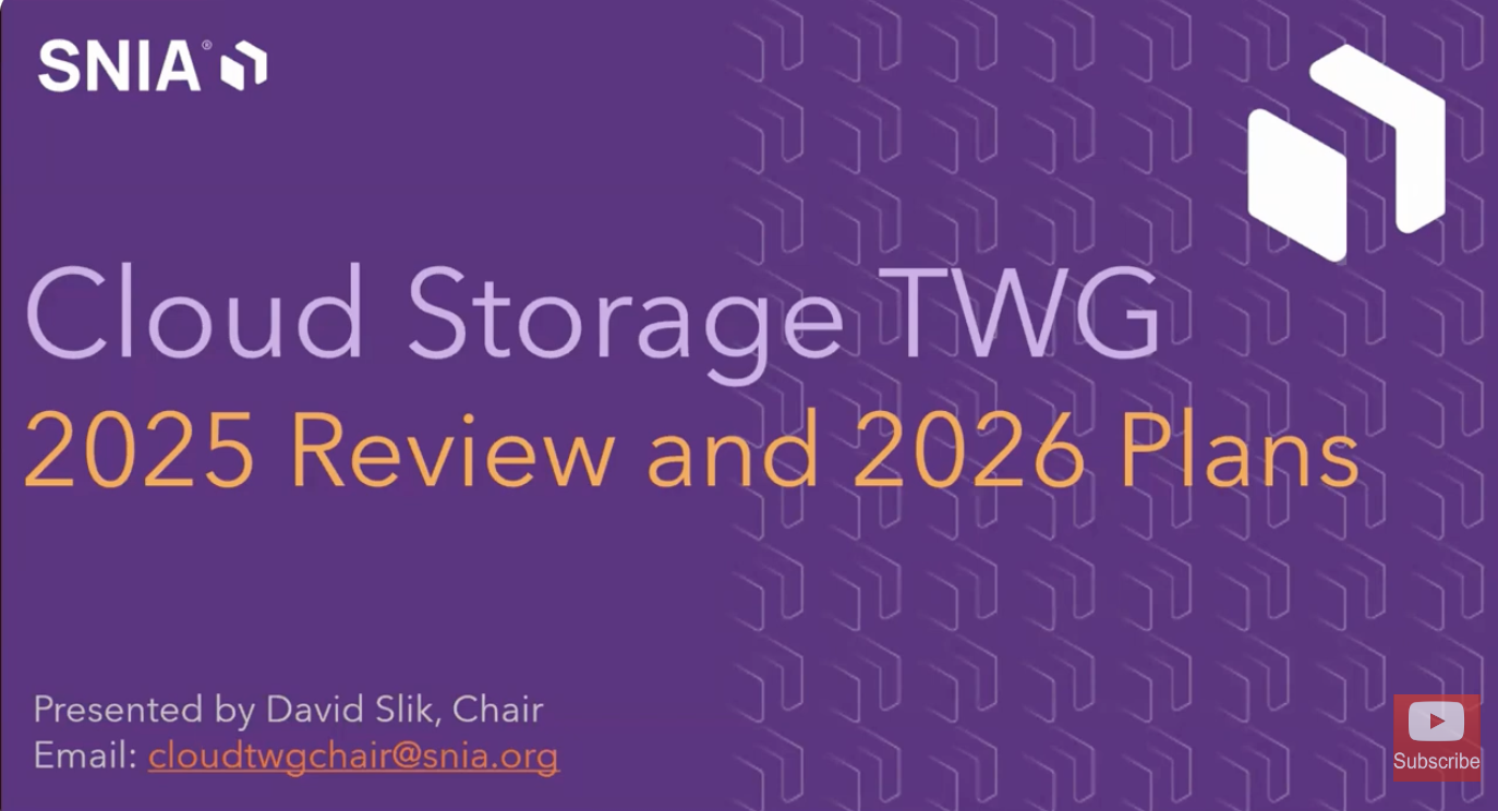 2026 SNIA Cloud Storage TWG Preview